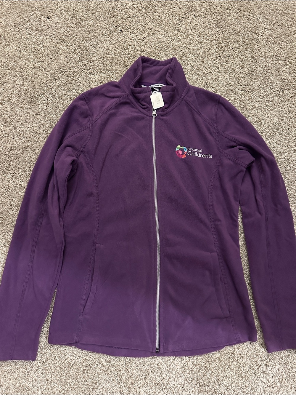 Port Authority Purple Full-Zip Fleece Jacket with Cincinnati Children”s Logo NWT